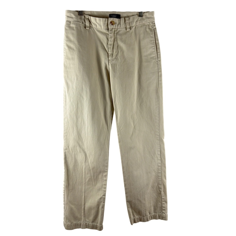 Polo Ralph Lauren Boys Khaki Chino Pants Tan Cotton Twill Size 16